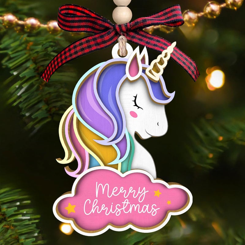 SUCHAGIFT Unicorn Ornament - Unicorn Ornaments for Christmas Tree, Christmas Ornaments for Kids - Rainbow Gifts for Kids, Little Girls, Teen Girls, Children - Wood Ornament 2025 - Image 1
